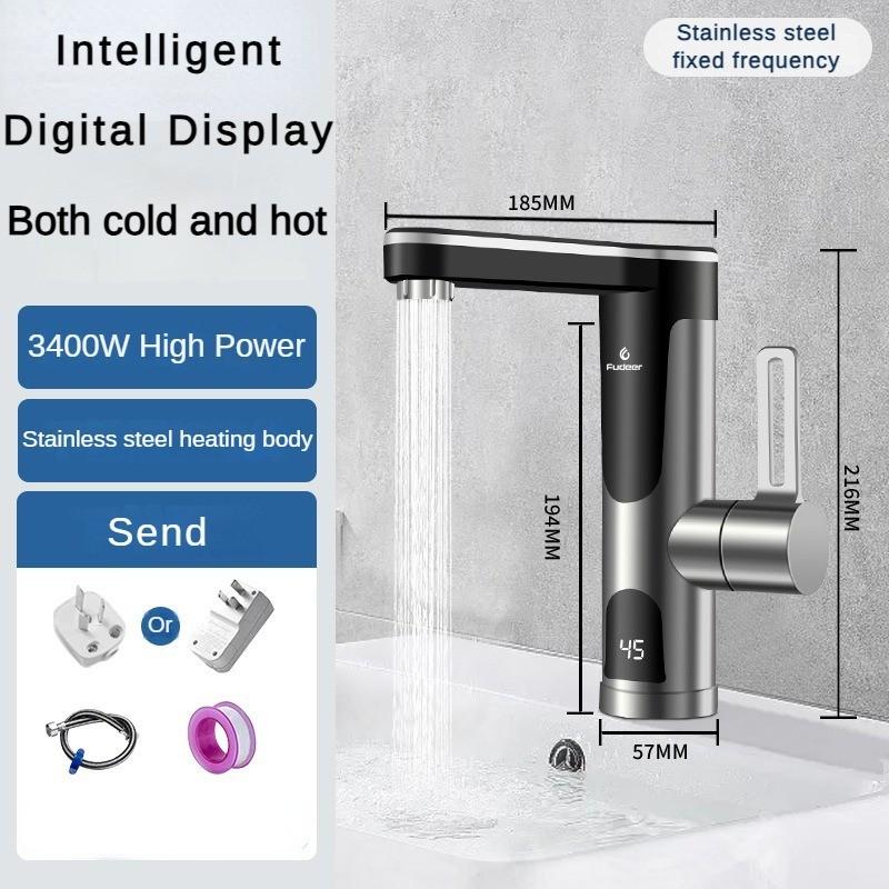 3400W Stainless Steel Instant Heating Faucet In The Bathroom Digital Display Electric Faucet Cold and Hot Dual-purpose Ceramic Valve Core Faucet