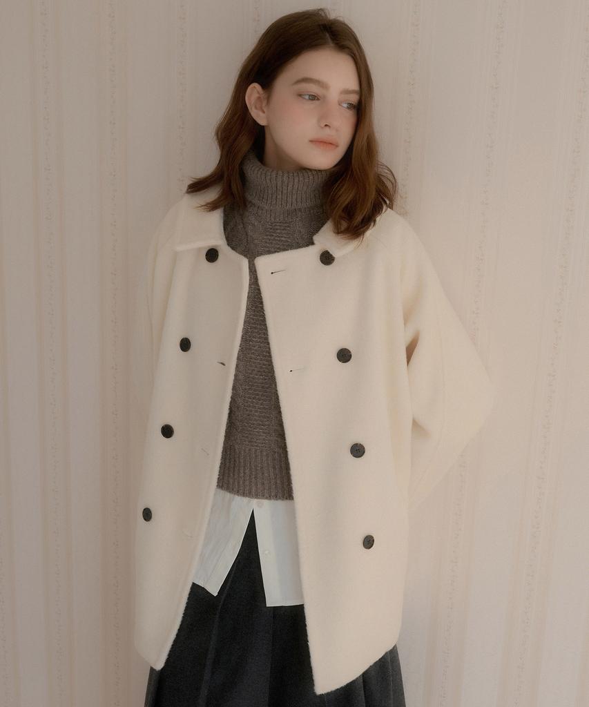 LETTER FROM MOON Melia Hairy Wool Half Coat (Ivory)