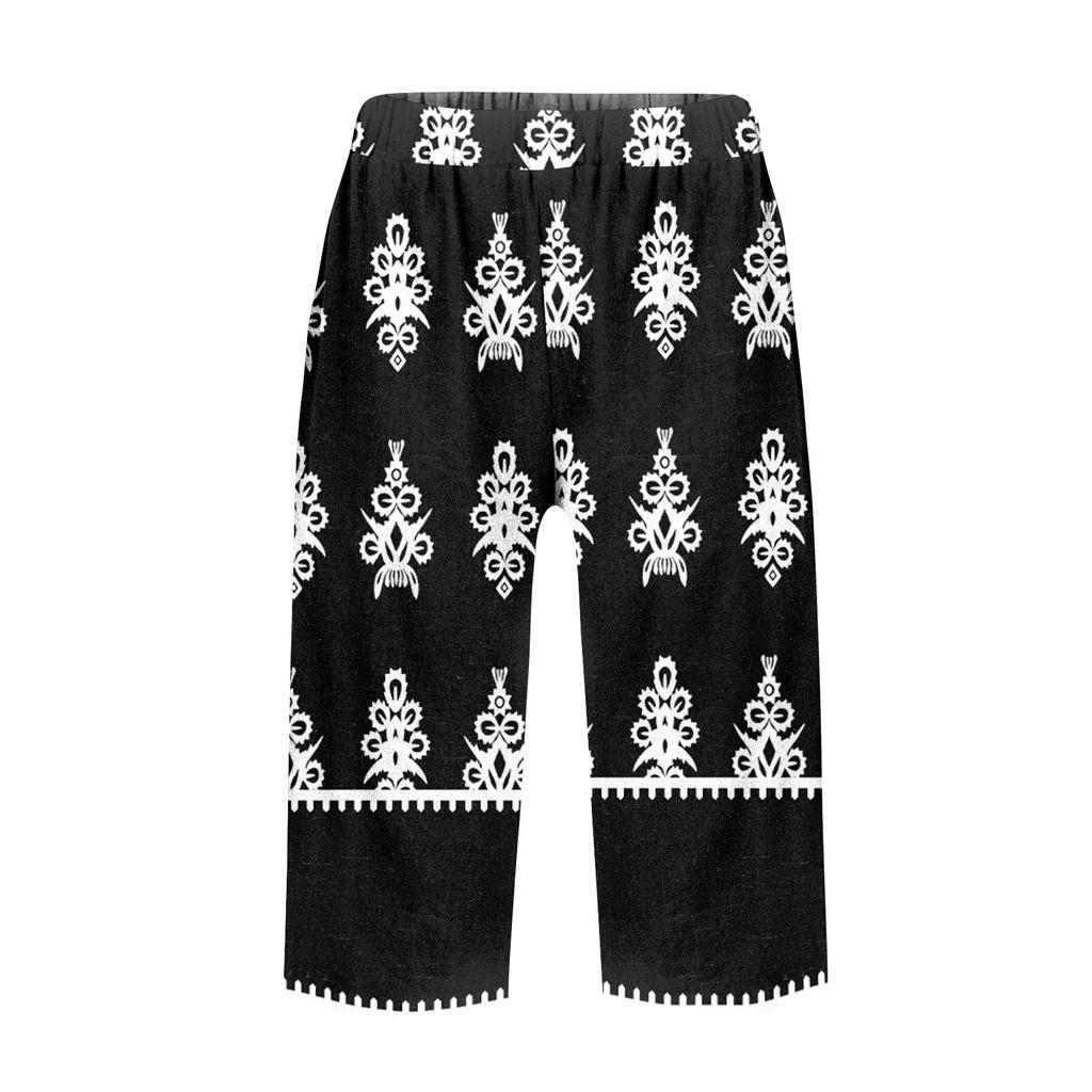 Женские модные повседневные брюки 5/10 с напечатанным карманом и эластичной талией