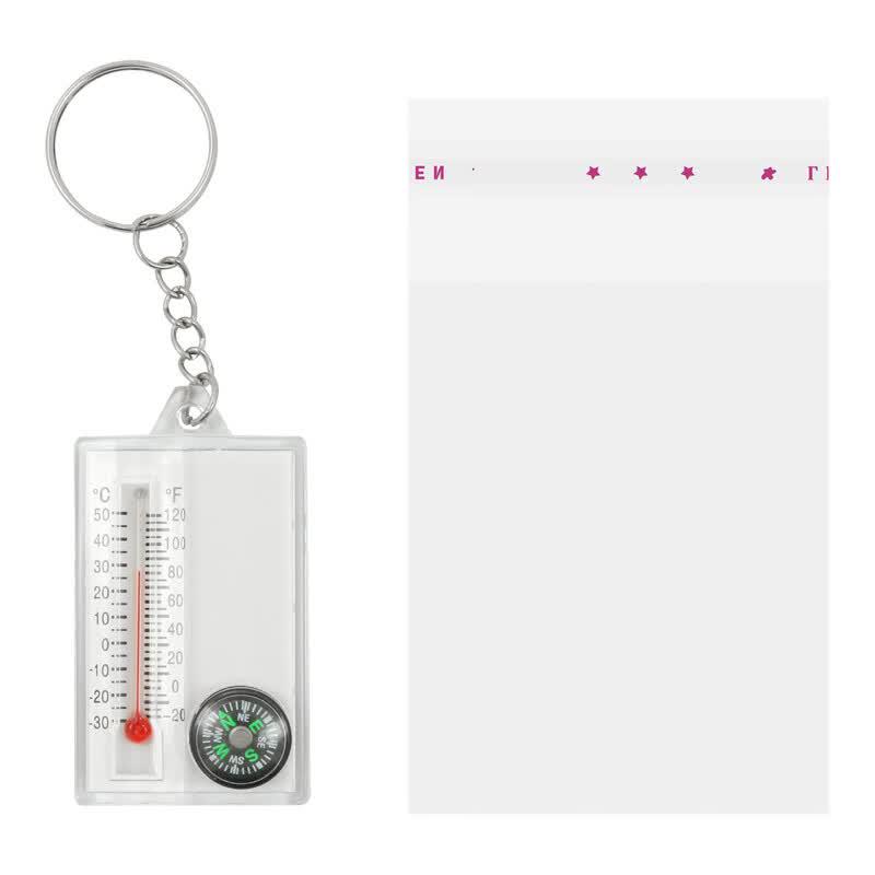 Mini Portable Keychain Carabiner Compass Thermometer