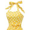 Retro polka-dot lace-up halter-neck flared ball gown performance dress, bohemian style