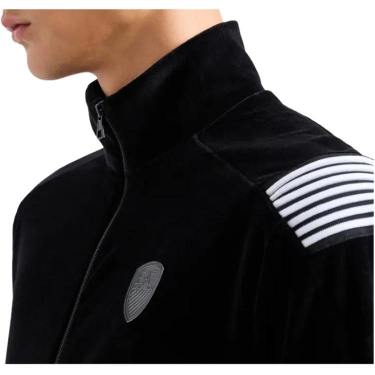 Emporio Armani EA7 Осень/Зима 24 Логотип-буквы Наклейка Воротник-стойка Молния Свободный Длинный рукав Толстовка Мужская толстовка Черный 6DPM54-PJLXZ-1200