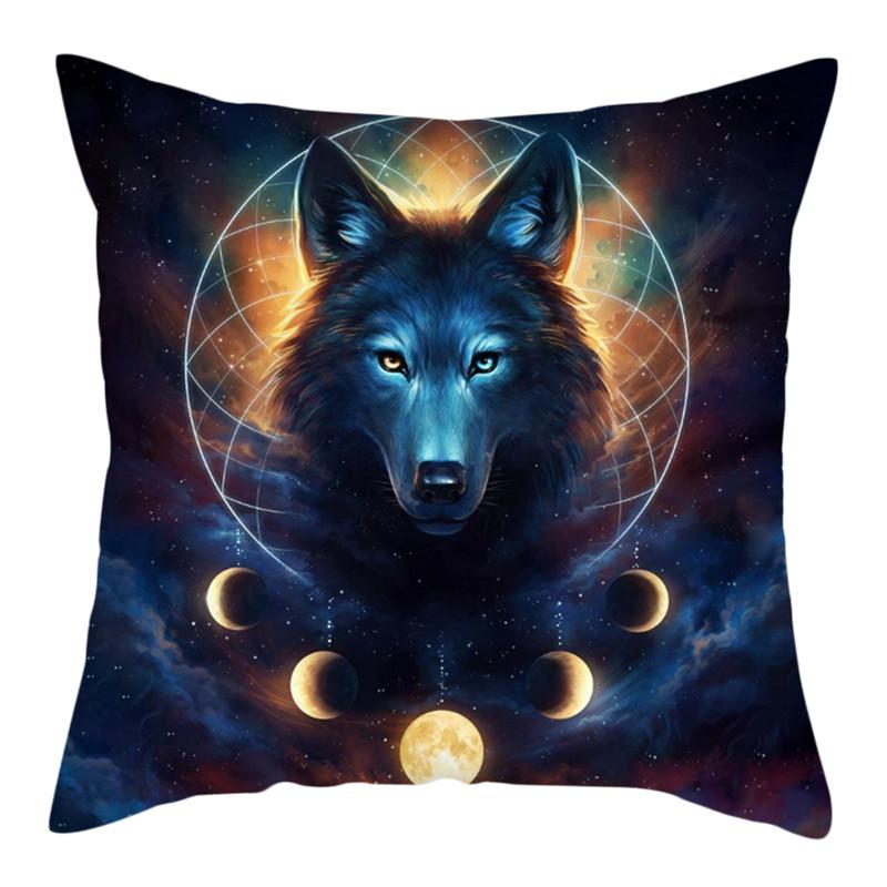 45x45cm Polyester Wildlife Print Cushion Cover Wolf King Photo Pillow Cover Home Sofa Decoration Pillowcase