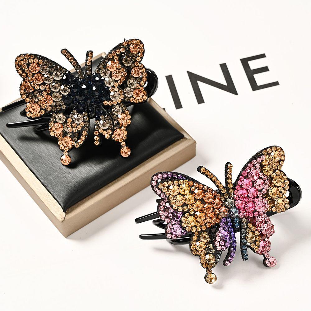 Lady Rhinestone Butterfly Korean Style Hair Clip Duckbill Clip Women Hair Claw Hair Accessories