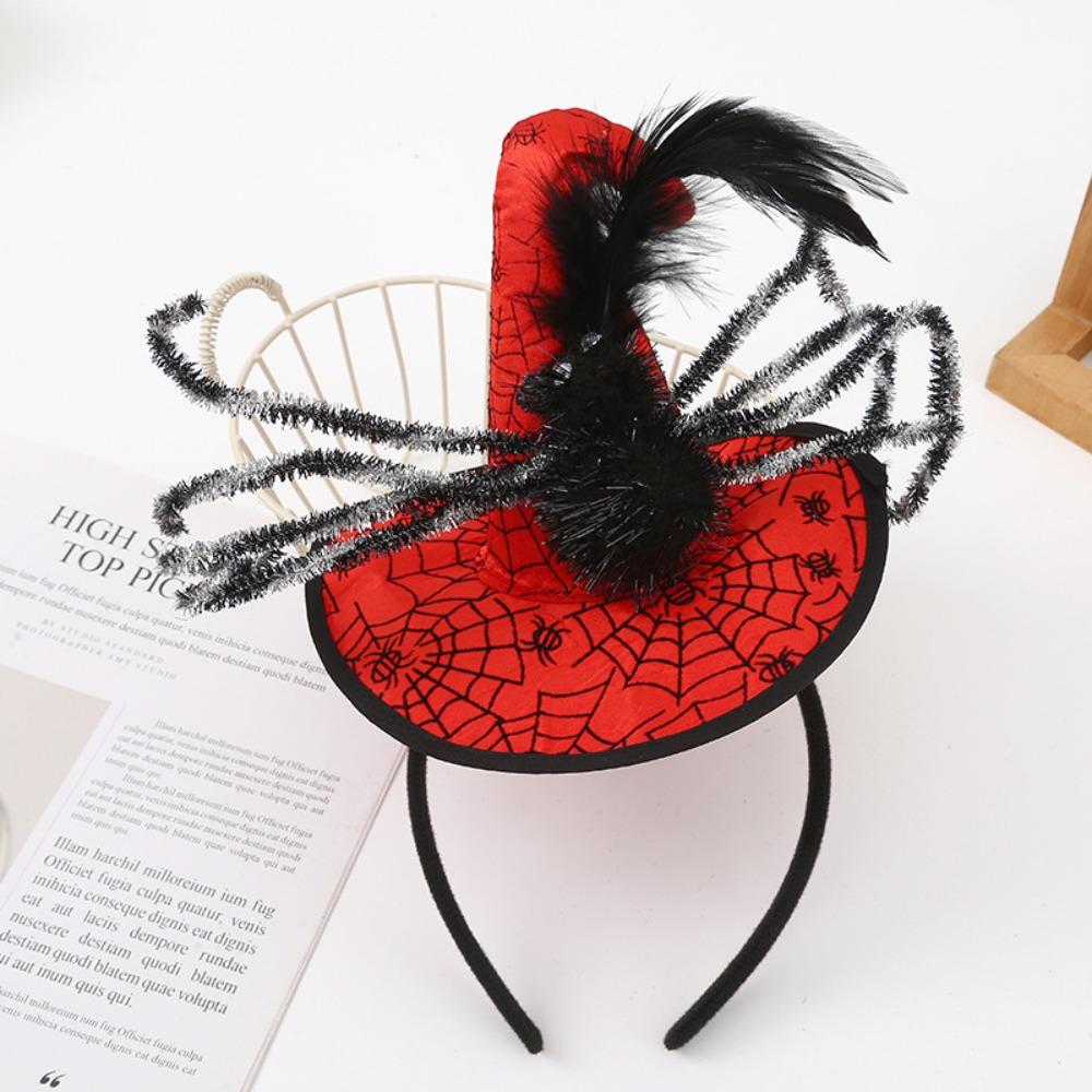 Spider Halloween Witch Hat Headband Sequin Cone Hat Hair Hoop Halloween Party Hair Band Kids