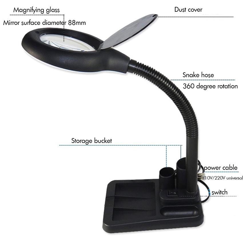 Flexible Magnifying Lamp 5x 10x Table & Desk Magnifying Loupe Energy Saving Led Ultra Bright Light Electronic Repair Tool