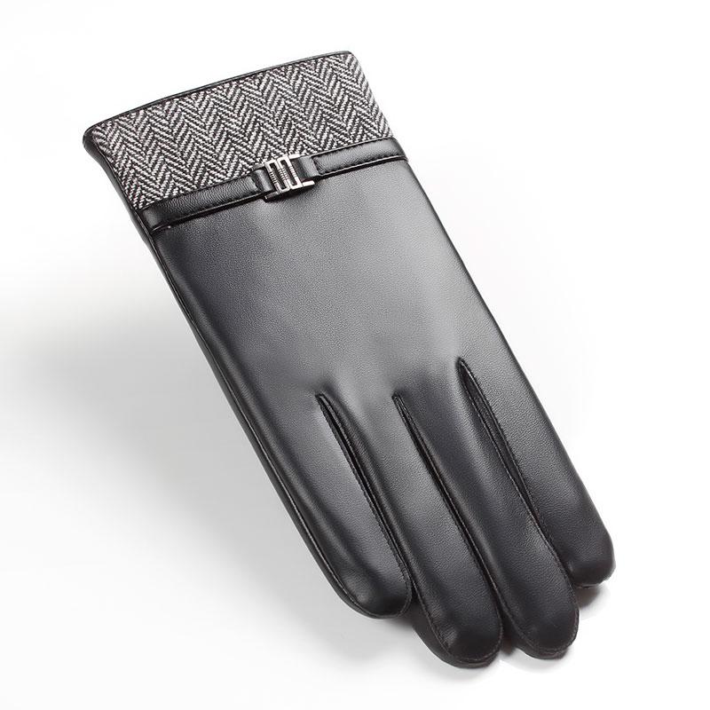 Fashion Warm Touch Screen Winter PU Leather Driving Gloves