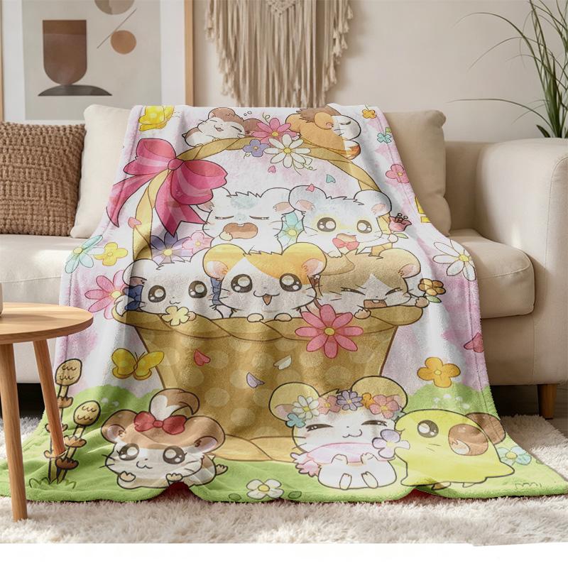 hamtaro Soft and comfortable flannel Suitable for sofas living rooms outdoor camping travel and also makes a great anniversary gif
