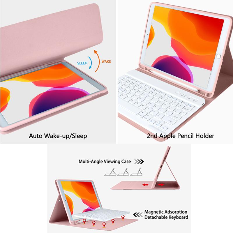Magnetic Detachable Keyboard Case for iPad Air 3rd Gen 10.5 Inch (2019) & iPad Pro 10.5" (2017) & iPad 9th/8th/7th 10.2''