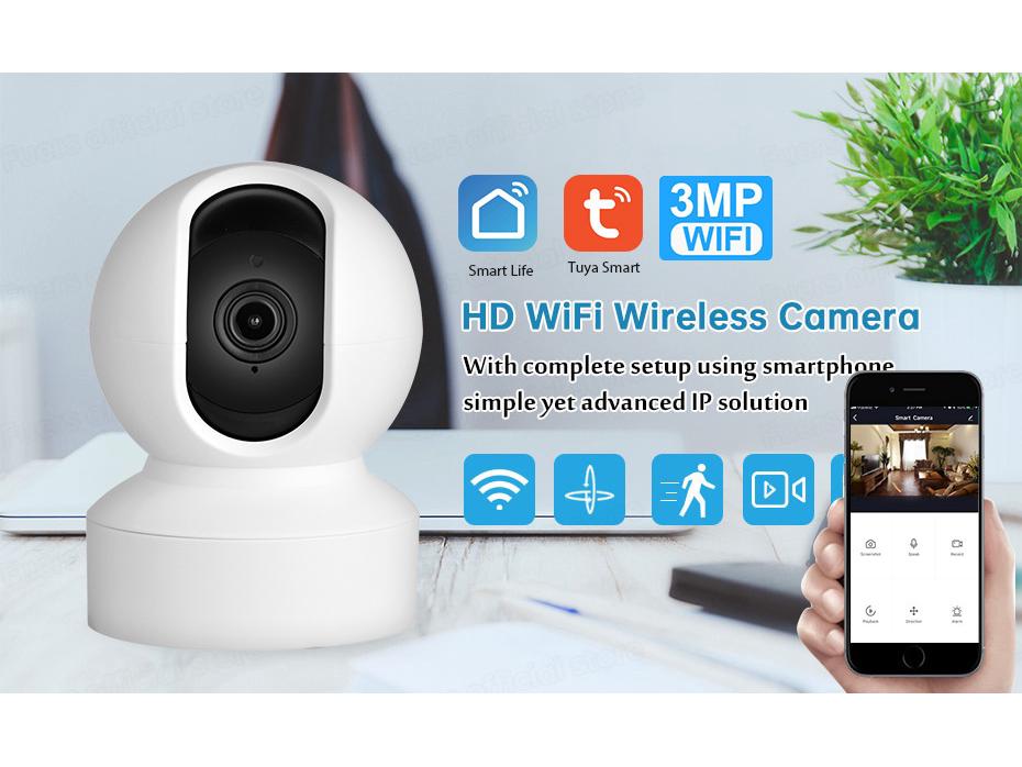 Tuya Smart 1080p Wireless 3MP Camera with Auto Tracking & Two-Way Audio
