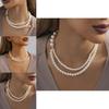 Fashionable 2023 Women's Double Layer Pearl Necklace Unique Geometric Design For Street Style