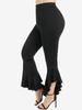 Rosegal Plus Size Ruffles Hem Асимметричные однотонные расклешенные брюки