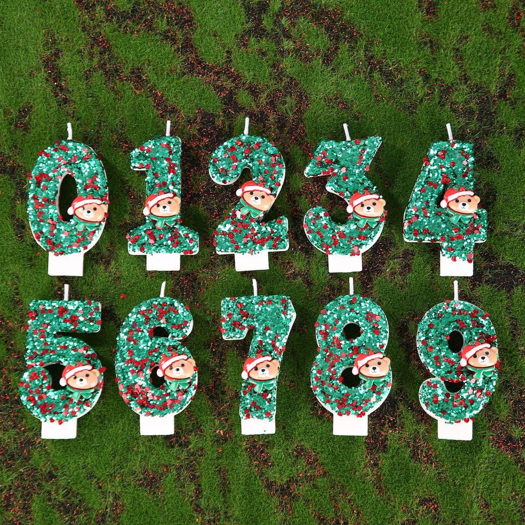 Christmas Bear Number Candles: Holiday Cake Toppers & Decorations