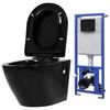 VidaXL Wall-Hung Toilet with Concealed Cistern Bathroom Home Cloakroom Water Saving Adjustable Feet In 3054478