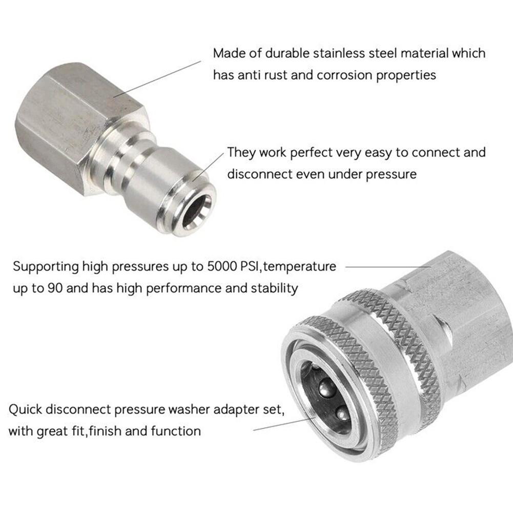 Stainless Steel Pressure Washer Adapter Set G3/8 Inch Female Connect Plug And