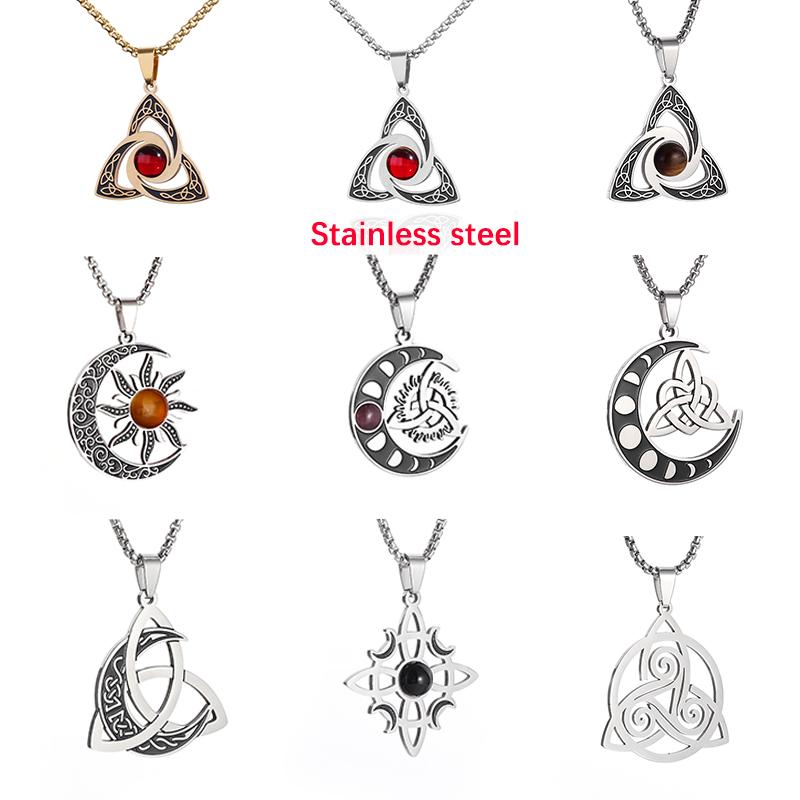 Кулон из нержавеющей стали с кельтским троицей, ожерелье с колдовским узлом для мужчин и женщин, амулет с кельтским узлом на удачу, ювелирные изделия