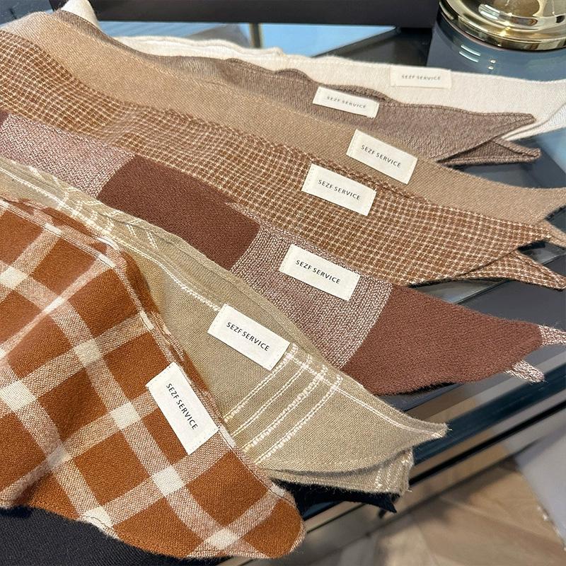 1Pc Plaid Pattern Multi-functional Acrylic Cashmere-like Versatile Solid Color Leisure Shawl Scarf Diamond Shaped