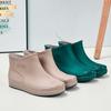Women's Solid Color Short Waterproof Shoes, Low Top Non-slip Rain Boots, Outdoor Wear Rain Shoes