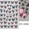 Nail Art Sticker, Pink, Blue, Yellow Glitter, Butterfly Imitation Hand-Painted Lines, Butterfly Nail Sticker.