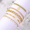 5pcs/Set Fashion Elegant Boho Ladies Vintage Luxury Bling Simple Gold Thick Chain Star Lock Pendant Irregular Bracelet