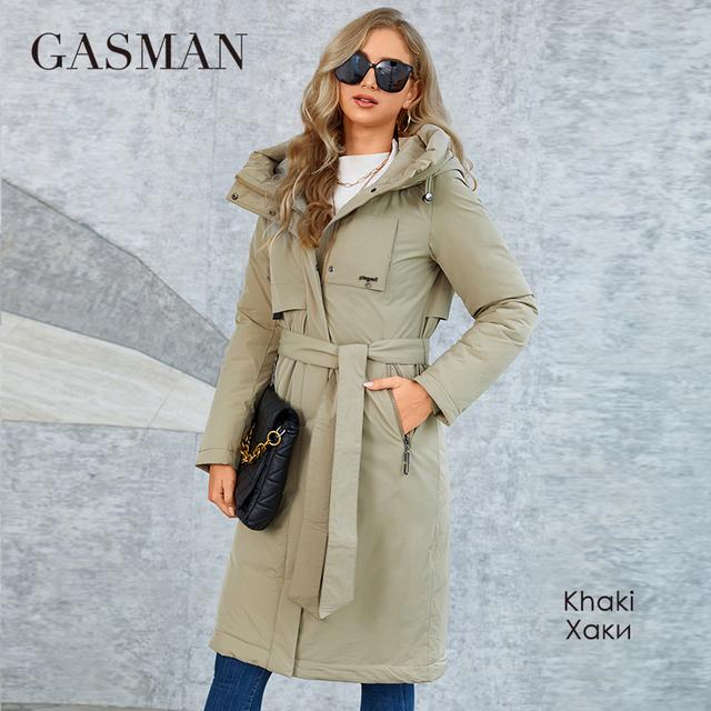 GASMAM Зимний пуховик женский теплый длинный классический на молнии со шнуровкой дизайн карман с капюшоном тонкие парки женское пальто GM-82160