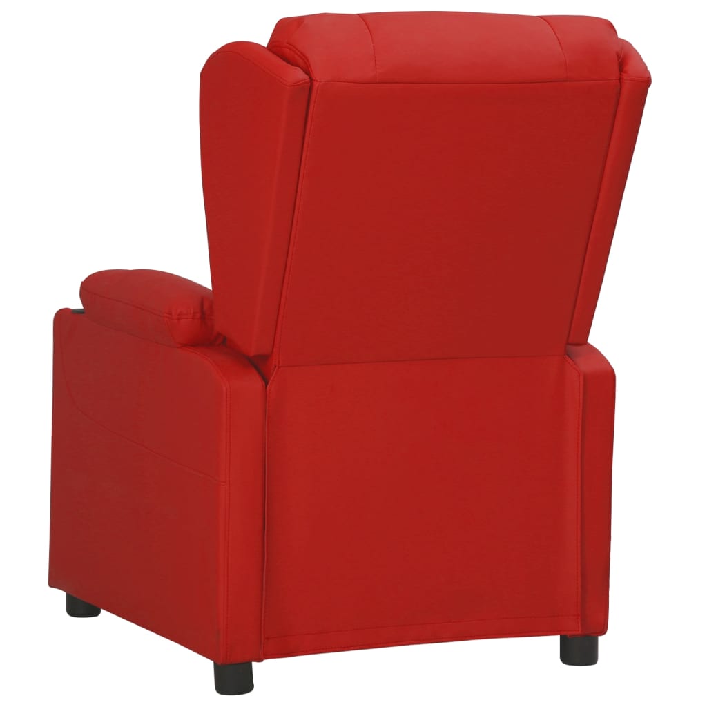 Recliner Chair Burgundy Synthetic Leather
