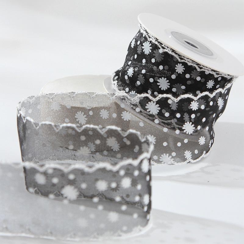 Printed Chiffon Voile Ribbon 1.5" 38Mm Diy Hair Bows Sewing Accessories Handmade Crafts Gift Flower Packing 10 Yards