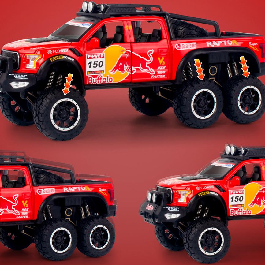 Масштаб 1/28 Ford Raptor F150, литая под давлением модель автомобиля, игрушечный автомобиль с откатным механизмом, звуком и светом для детей, коллекция подарков для мальчиков и девочек