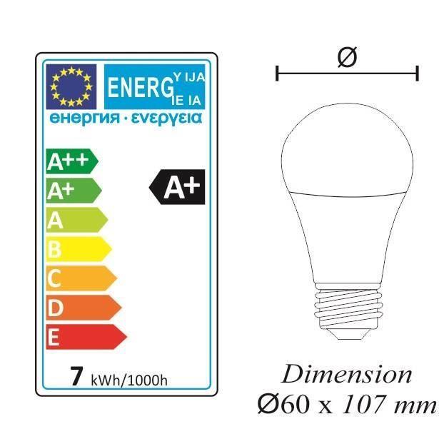 Ampoule LED E27 - Noname - 7W - 650Lm - 3000K - Garantie 5 ans