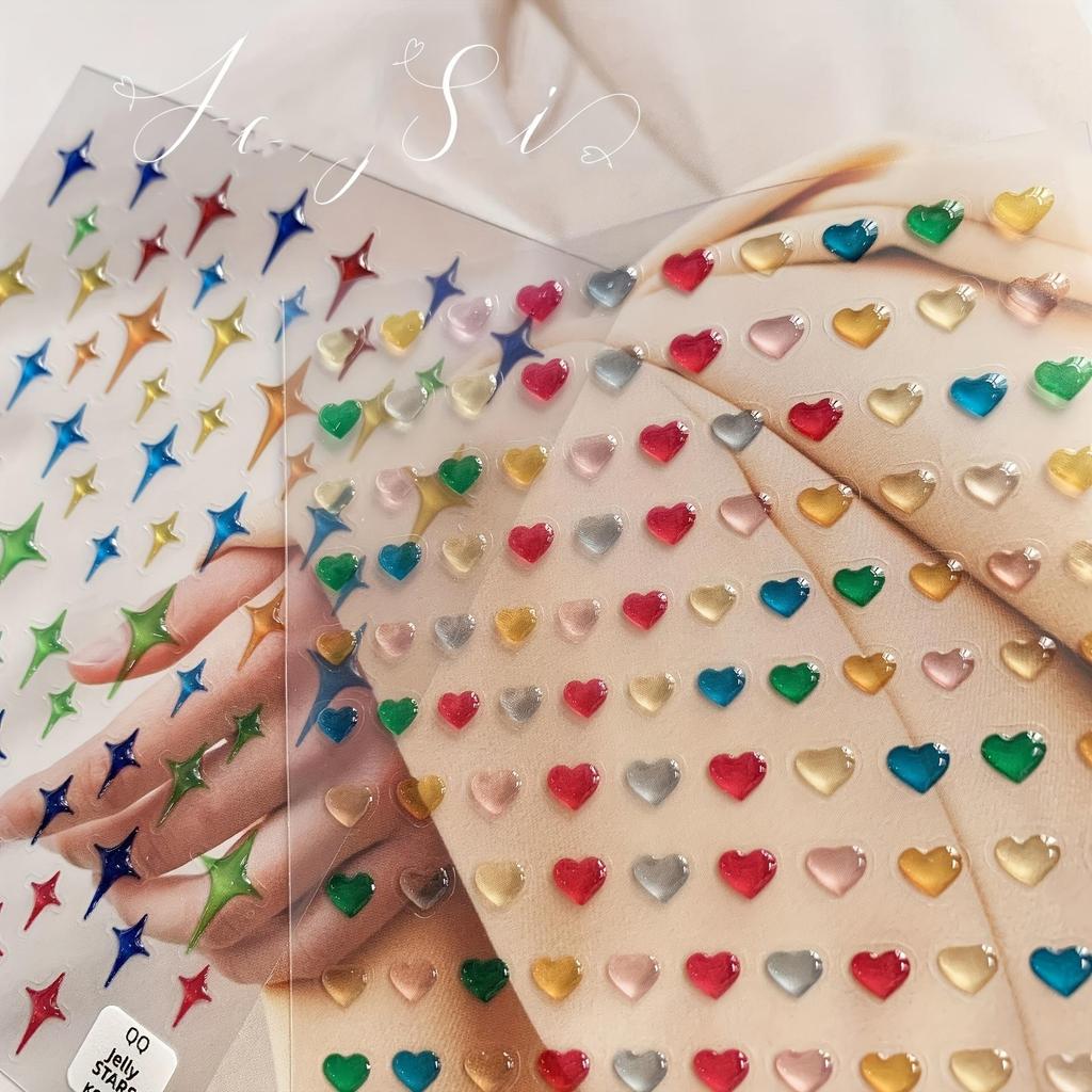 1 шт. Креативная трехмерная рельефная звезда сердце желе декоративная паста музыкальный фестиваль украшение для лица паста милое сердце украшение для ногтей