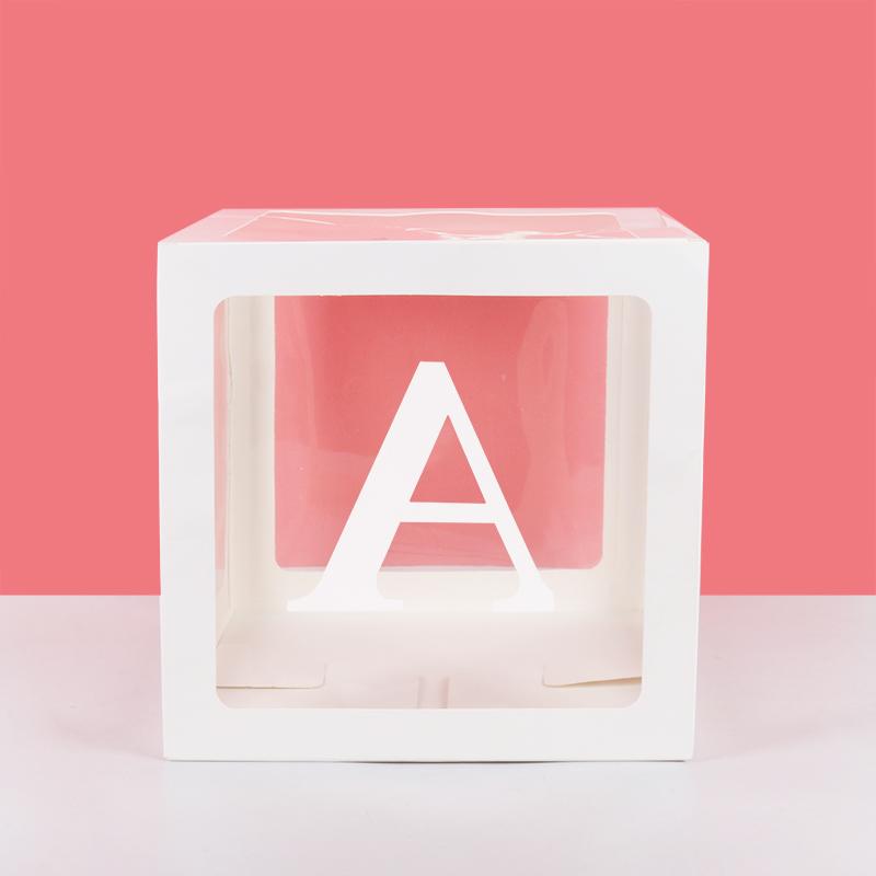 A-Z Letter Name Transparent Balloon Box BABY ONE Blocks Boy Girl Party Gift Box Wedding Decoration Baby Shower Birthday Party