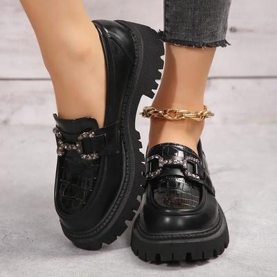 Женская обувь, новый стиль, туфли-лоферы для отдыха, толстая подошва, британский винтаж, гладкая кожа, без застежек, летний сезон