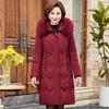 Middle Aged Mother Down Cotton Padded Jacket Loose Hooded Fur Collar Coat Thicken Mid Long Parkas Women Winter Clothes