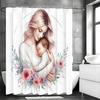 Mother's Day Mom Holding Child Floral Shower Curtain, Bathroom Decorative Shower Curtain, Waterproof Shower Curtain with Hooks