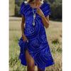 Summer Literary Ethnic Style Large Round Neck Mid-Length Dresses