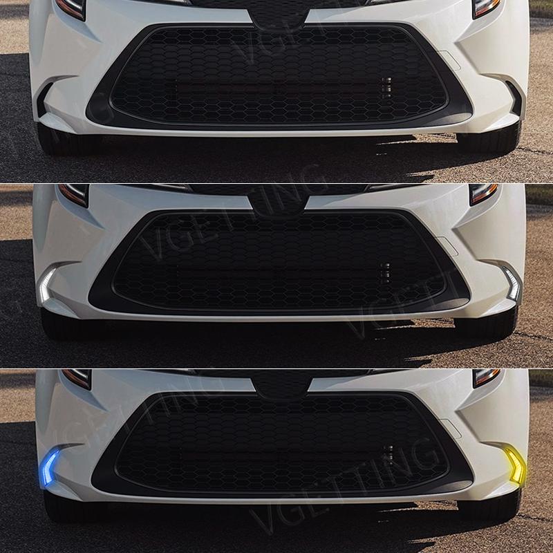 For Toyota Corolla Hybrid Levin 2019 2020 2021 2022 Led Daytime Running Light DRL Tricolor Auto Driving Fog Lamps Dynamic
