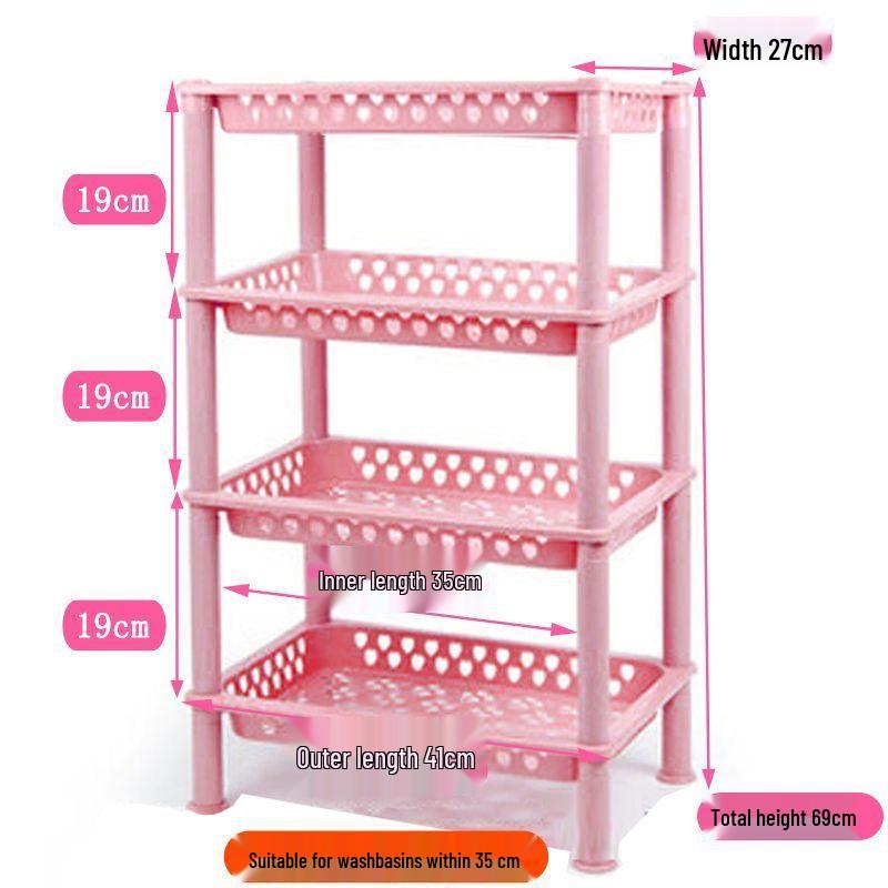 Multi-Layer Floor-Standing Kitchen Rack: Fruit, Vegetable, Pot, Basket, Bowl, Plate and Seasoning Organizer for Home & Bathroom.