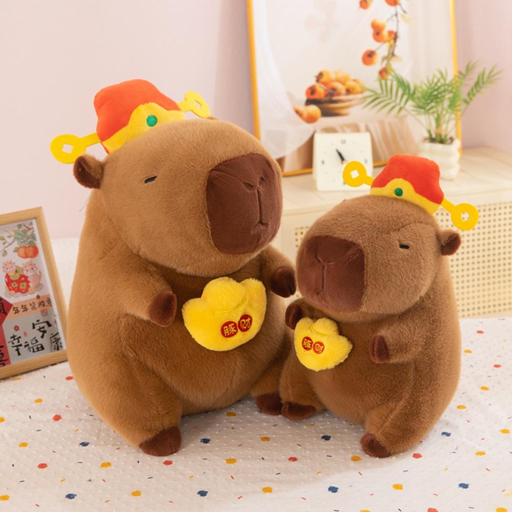 God of Wealth Capybara Plush Doll Simulation Capibara Fluffty Doll  Birthday Gift