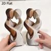 2D Couple Statue Artificial Wood Decorative Statue Creativity Flat Statue  Desktop