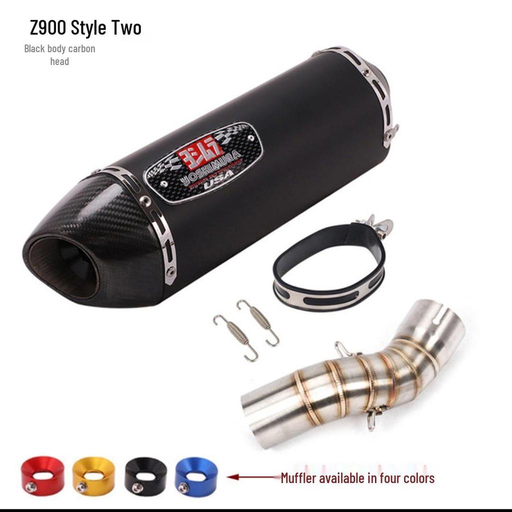 Kawasaki Z900 Titanium SC Exhaust System: Blue-Baked Front Section for Motorcycle Modification