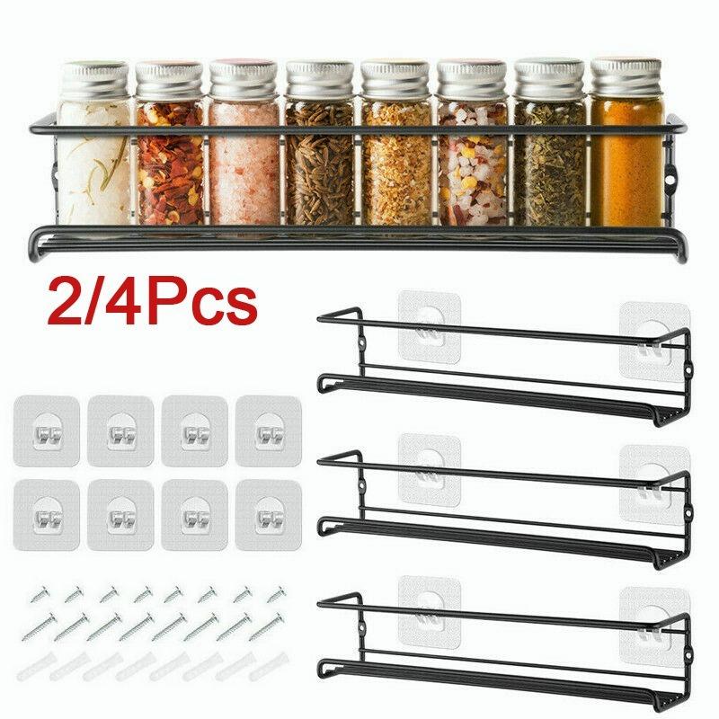 2/4PCS Hanging Kitchen Shelf Spice Shelf Wall-Mounted Kitchen Cupboard Doors