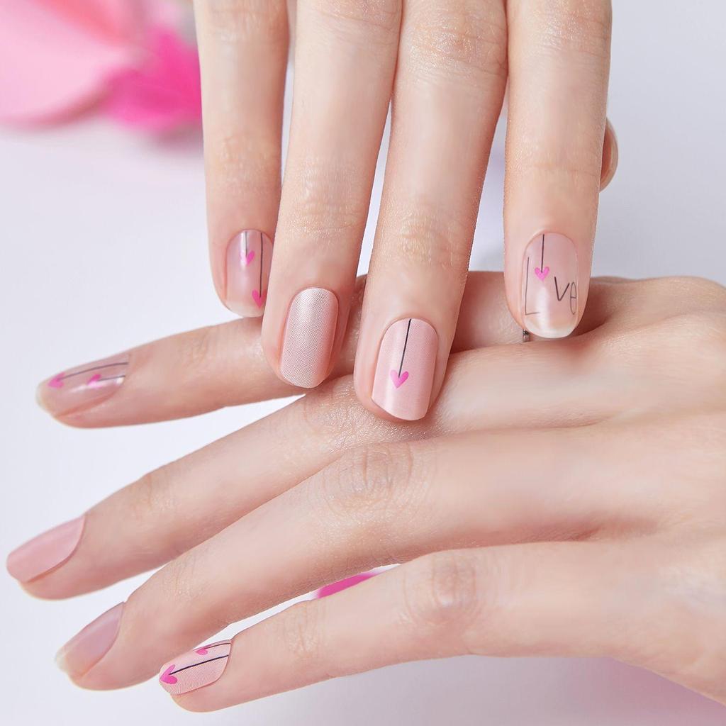 Пастельные полоски для ногтей 24 шт. | Самоклеящиеся типсы-наклейки, Мягкие розовые и лавандовые тона, Быстрый 5-минутный маникюр