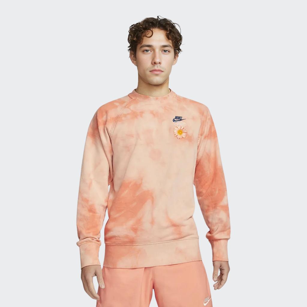 Nike Sportswear Tie-Dye Daisy Embroidery Crew Neck Sweatshirt Men Tops Red DM5011-693