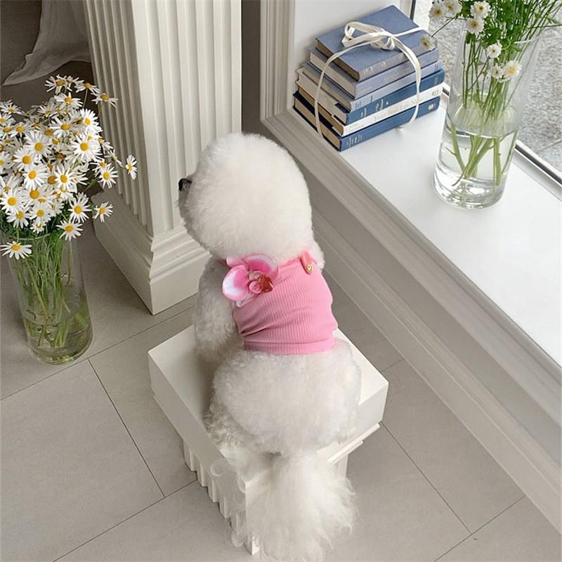 Dog Cooling Vest 3D Butterfly Flower Pet Shirt With Hair Clip Cats Small Medium Dogs Sleeveless Apparel