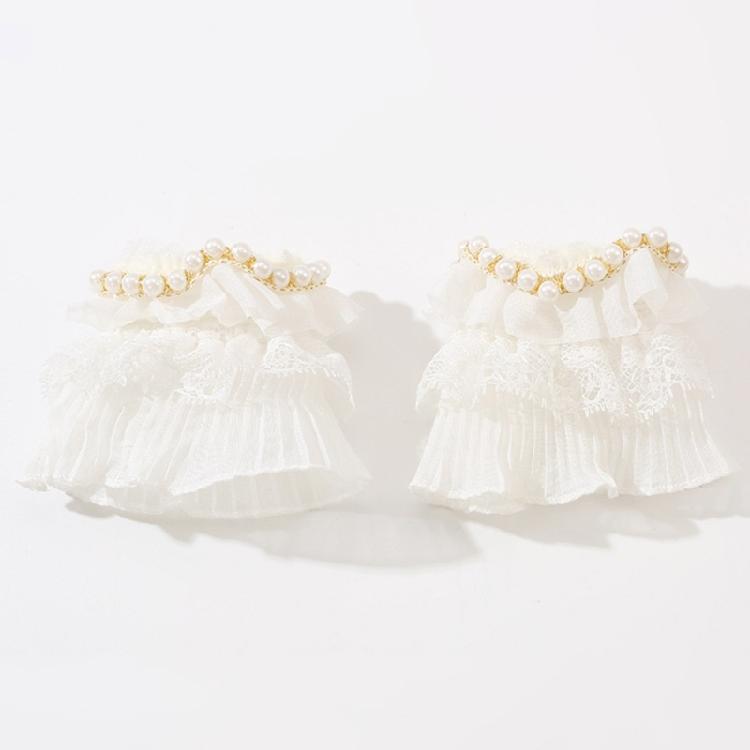 Пара кружевных манжет на запястье для исторических костюмированных вечеринок, декоративный кружевной браслет с бантом для косплея и моды