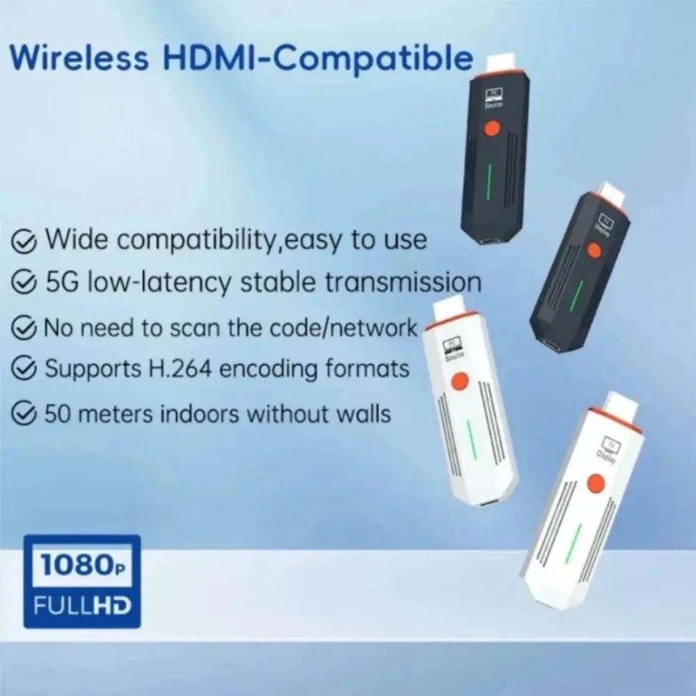 50M 1080P HDMI-Compatible Wireless Transmitter Receiver 5.8G Low Latency Display  Extender for Laptop PC to TV Projector Monitor