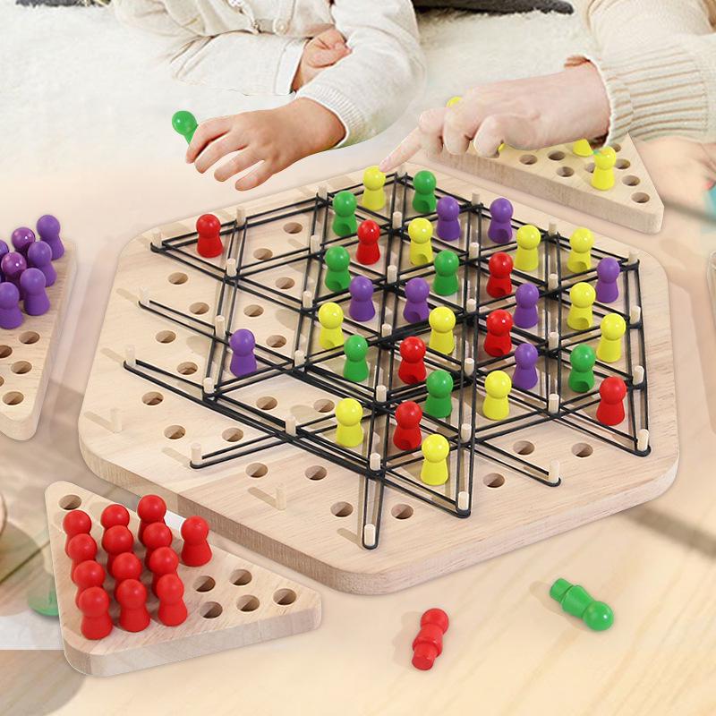 Wooden Geometric Triangle Chess Board – Parent-Child Interactive Educational Game for Kids