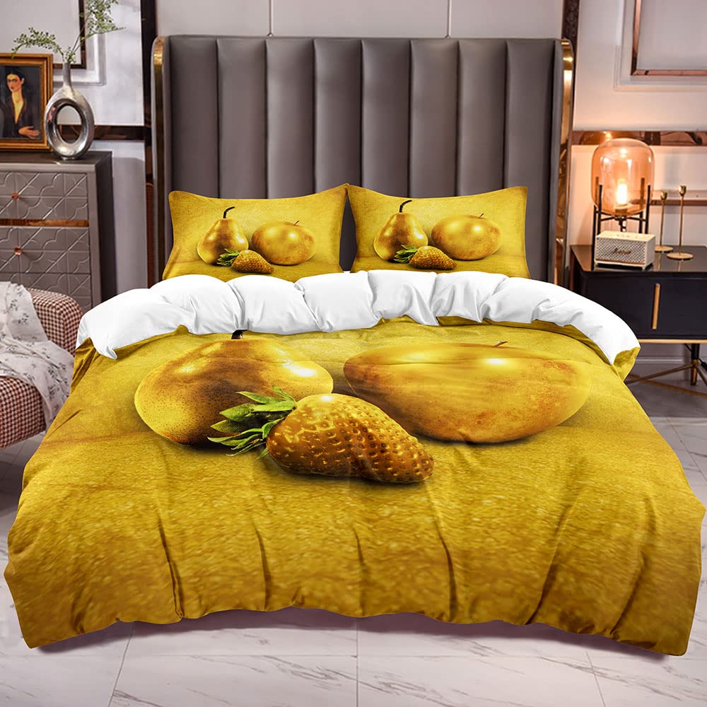 Комплект пододеяльника с принтом фруктов Размер Queen Fine Microfiber Арбуз Банан Яблоко Ананас Комплект покрывала на кровать Мультяшная тема Маленький Свежий