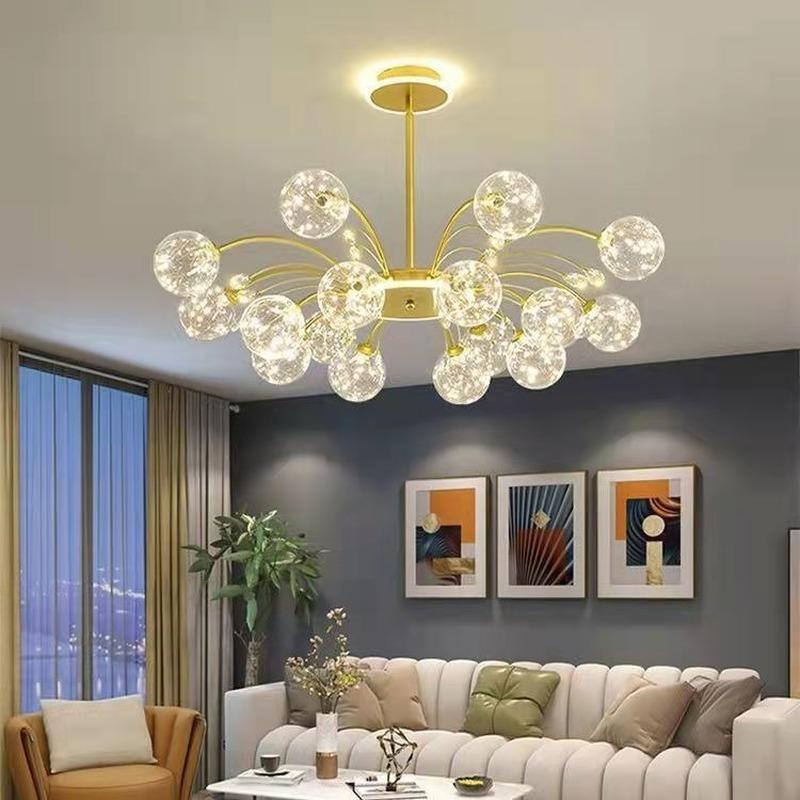 Nordic LED Chandeliers Indoor Glass Living Room Dining Bedroom Lighting Modern Hanging Ceiling Copper Lamp