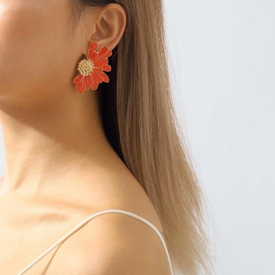 1 пара серег-гвоздиков с тычинками, элегантный темперамент, винтажный изысканный подарок, неаллергический цветок, с которого капает масло